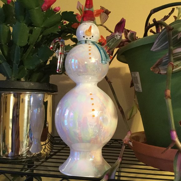 Vintage style glass snowman tree topper - Picture 1 of 8